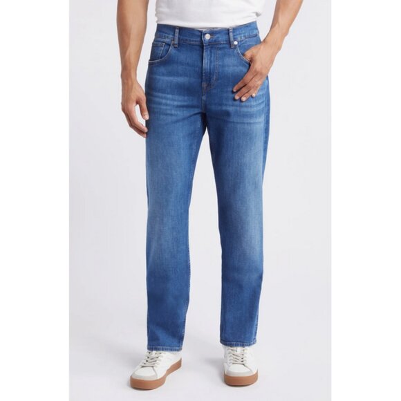 7 For All Mankind Left Hand The Straight Jeans in Pitch - Picture 1 of 15